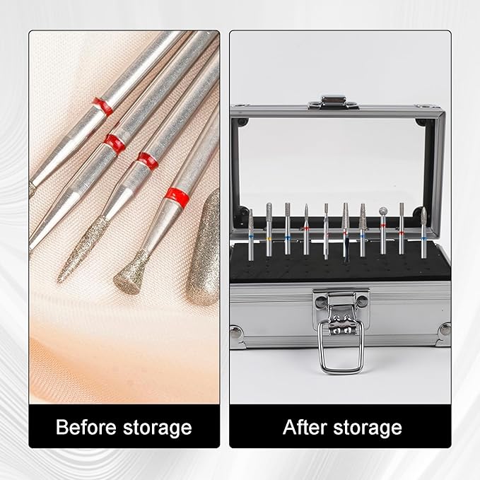 50 Holes Nail Drill Bit Holder Storage Box Case Nail Polishing Heads Holder Organizer Container for Salon Nail Grinding Head