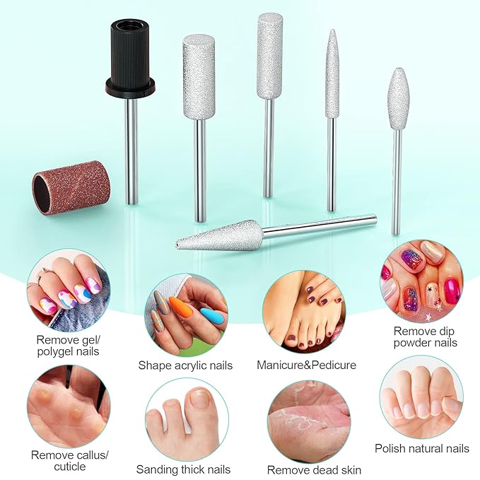 20000RPM Electric Nail Drill Compact Portable Efile Professional Manicure Pedicure Nail File Drill Kit for Acrylic, Gel Nails and Home Salon Use