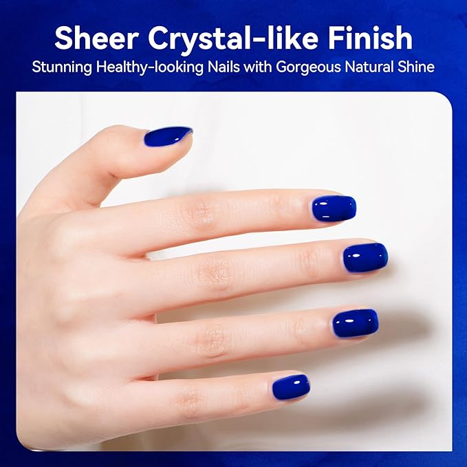 MEGIOR Klein Blue Jelly Gel Nail Polish 0.5 Fl Oz Transparent Blue Soak Off UV LED Lamp Light Cure Gel Polish Kit for Salon and Nail Art Starter Manicure DIY at Home