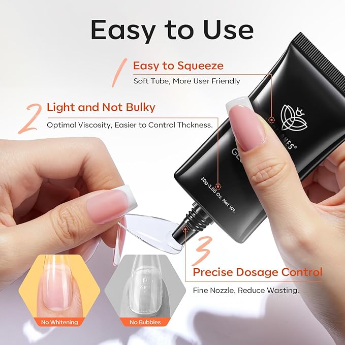 modelones 30g Solid Gel Nail Glue, Glue Gel on Nails for Clear Tips Super Strong Adhesive for Acrylic Extensions Press On Fake Tips U V Curing Needed Professional Adhesive