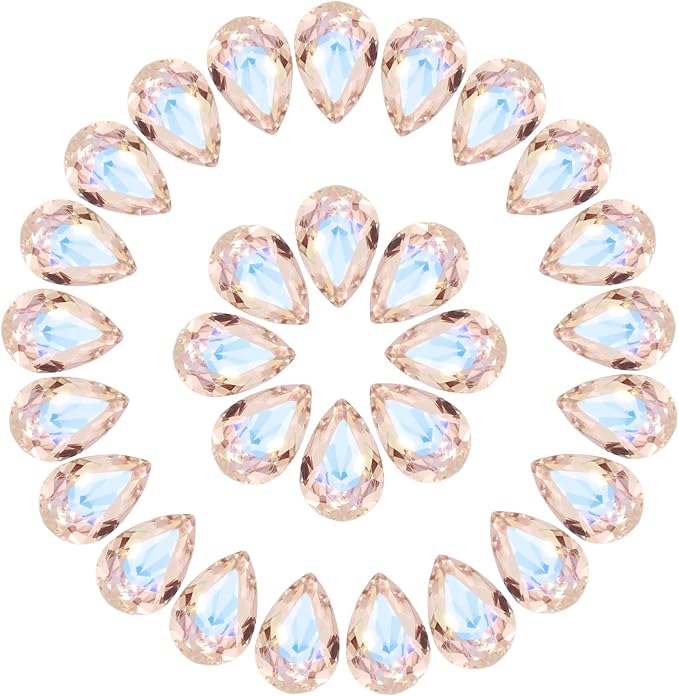 MECCANIXITY 48 Pcs 3D Teardrop Rhinestones Diamond Nail Charm Crystal Pointback K9 Glass Rhinestones Crystal Gems for Jewelry Making, Craft, 8x12mm, AB Yellow