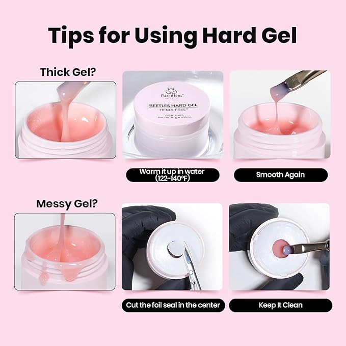 Beetles HEMA-Free Hard Gel for Nails,1 oz 9 in 1 Pink Builder Nail Gel for Sensitive Nails Extension Sculpting & Overlays UV/LED Lamp Cured Salon for Professional Nail Tech Use Women