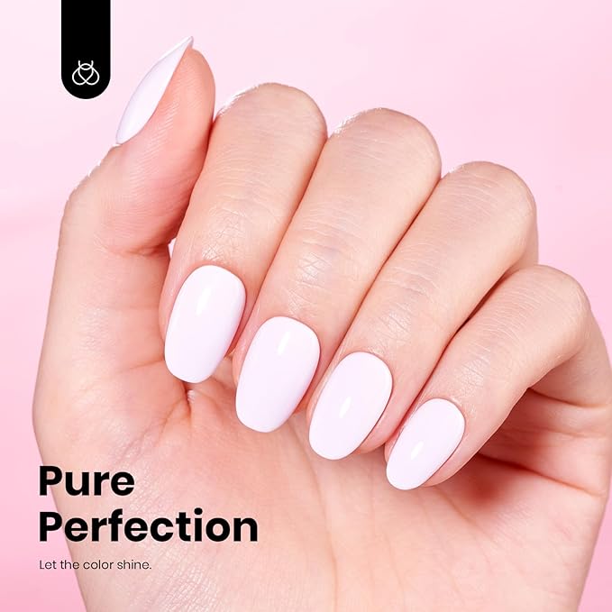 Beetles Pink Gel Polish - Hema Free Cream Puff 8ML/0.27Fl Oz, Pastel Light Pink Gel Nail Polish, Soak Off UV LED Lamp Nail Art, Long-Lasting Manicure Salon DIY Home Easter Spring Nails