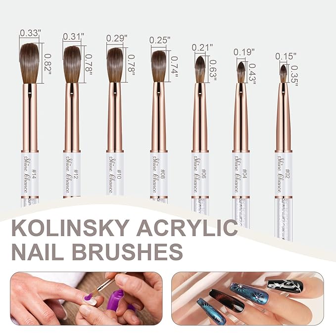 Acrylic Nail Brush Size 10, 100% Real Kolinsky Art Nail Brush for Acrylic Powder Application, Handmade Women Manicure Nail Extension Tool for Professional DIY Home Salon and Beginners