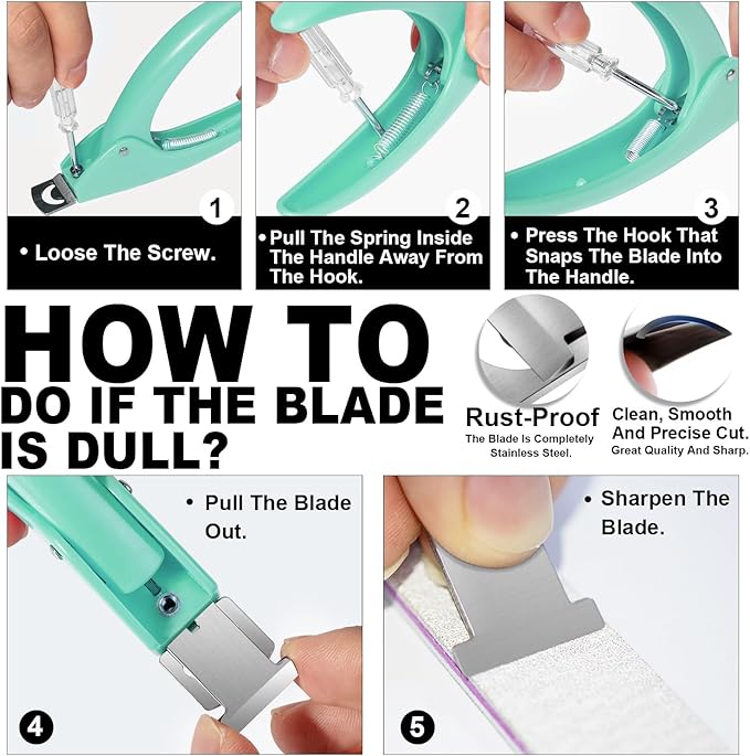 Green Adjustable Nail Clippers with Magnet Sizers for Acrylic Nails, Professional Stainless Steel Fake False Nail Tip Sharp Clipper Cutter Trimmer, Manicure Tool for Salon Home Nail Art