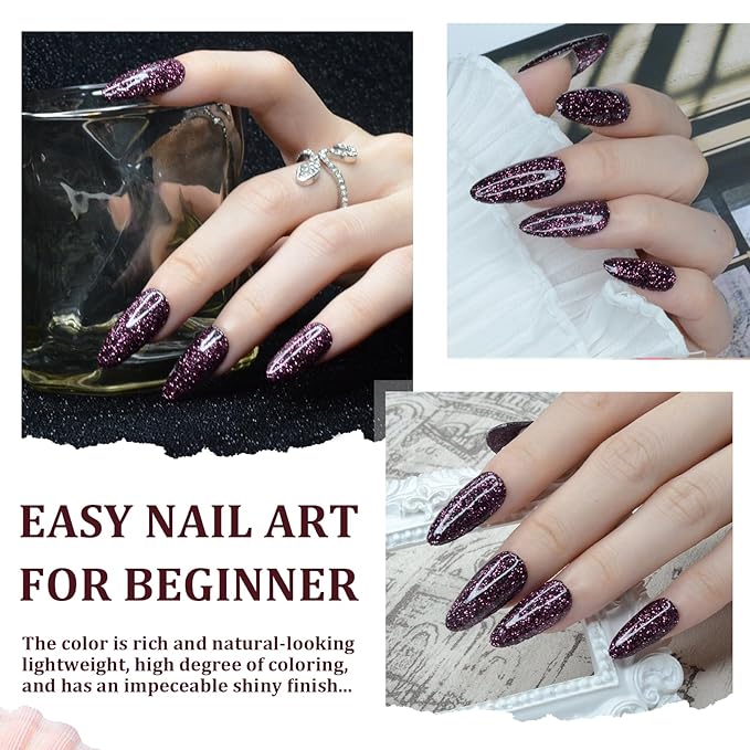 Dip Powder Glitter Wine Red for Valentine, Red Dip Powder Nail 1 Oz Nail Dipping Powder French Nail Art for Starter Manicure Salon DIY at Home, Fall Winter Dip Powder Colors Long Lasting