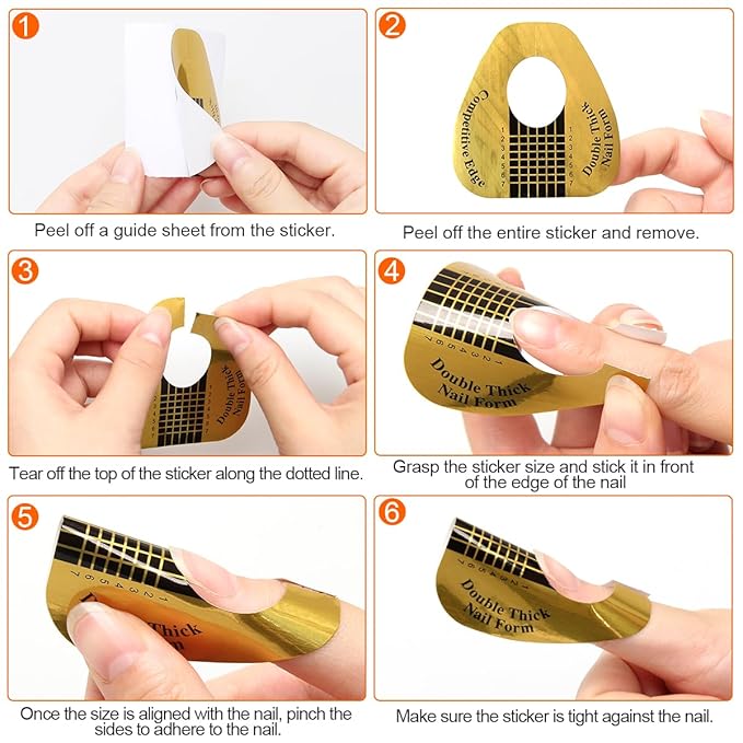 200 PCS Nail Forms for Builder Gel, AHIER Self-adhesive Nail Extension Forms for DIY at Home Professional Nails Art Supplies