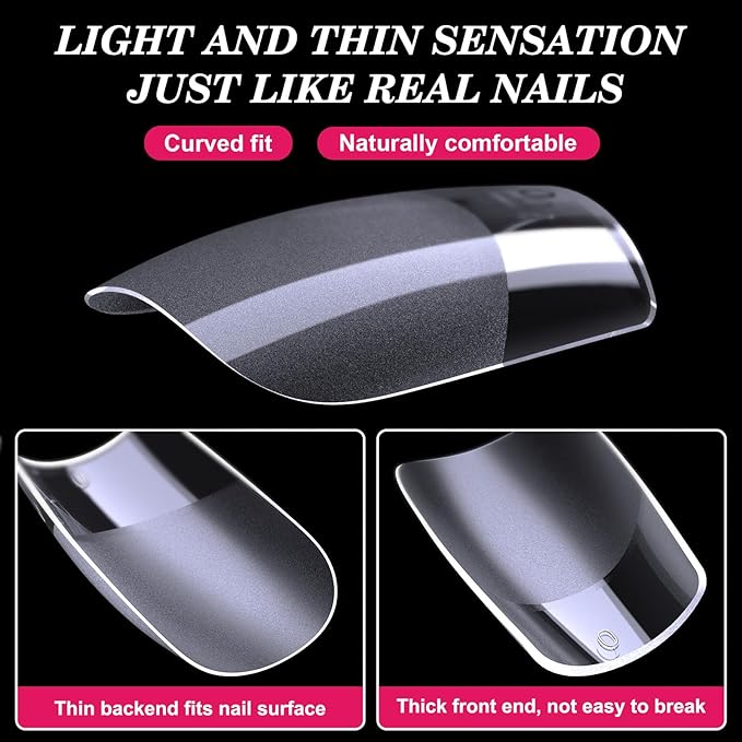 Short Square Nail Tips, 360Pcs Soft Gel Full Cover Nail Tips for Soak off Nail Extensions, Half Matte Clear False Gel Nails for Salons and DIY Nail Art, 15 Sizes
