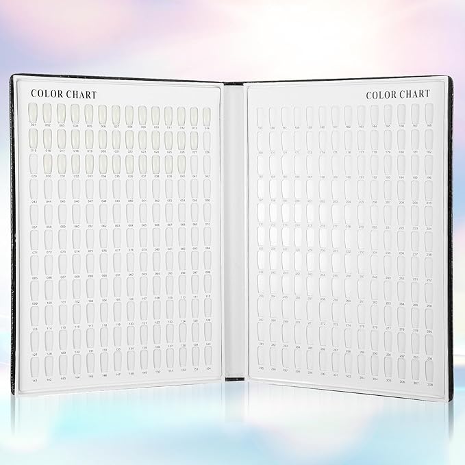 Professional 308 Nail Colors Chart, Black Polish Display Card Book, Nail-Art Salon Display Booklet, Nail Color Swatch Practice Card Design Board
