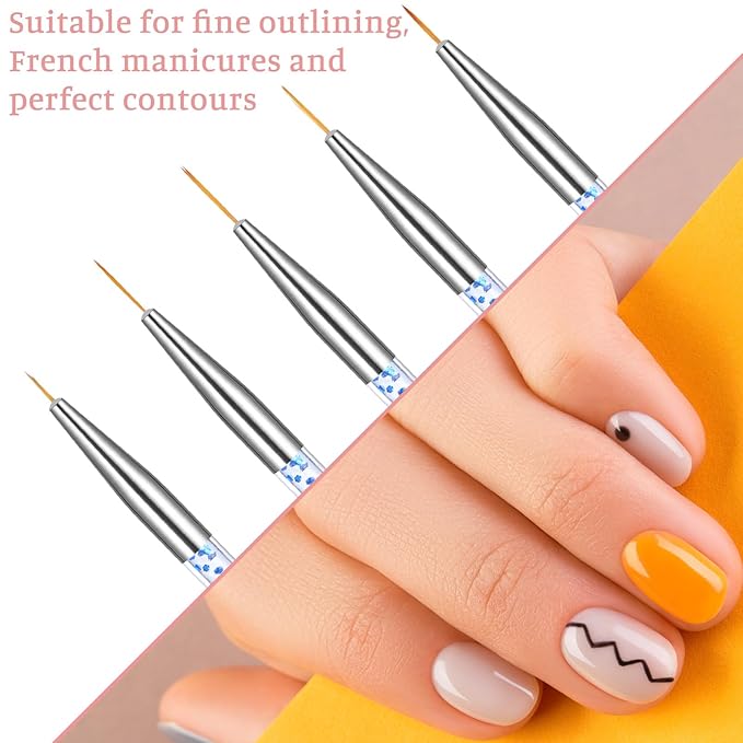 10 Pcs Nail Dotting Tools Set, 5 Pcs Double-headed Nail Dotting Pens 5 Pieces Nails Liner Brushes Professional Nails Art Dottings Tool for Women Home Manicure Arts Painting Design