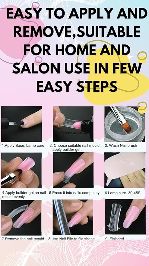 SEQ Poly Extension Gel Kit – SUMMER BLUSH Neutral Builder Formula with Base & Top Coat, Easy Application for Salon-Style Extensions, Includes Brush & Gift Bag