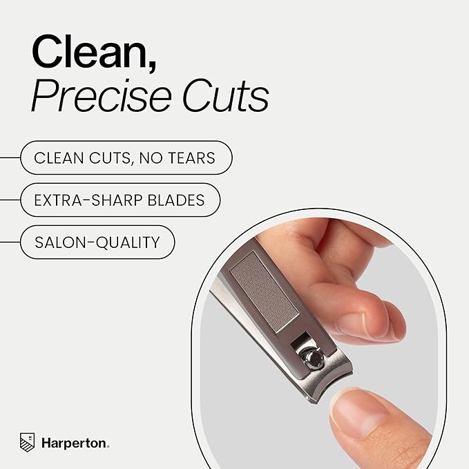 Ultra Sharp Nail Clippers Set - 2 Pack Stainless Steel Fingernail & Toenail Trimmers with Built-in Nail File for Women & Seniors (Silver)