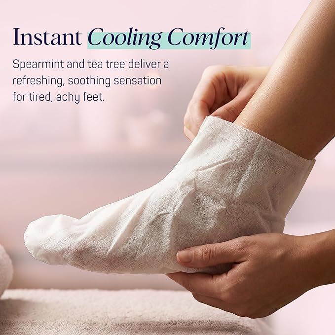 SpaLife Moisturizing Foot Sockies | Foot Mask for Dry Cracked Feet Intensive Repair Treatment | Tea Tree Oil Softening Booties | Callus Remover Alternative | Self Care Gifts for Women | 8 Pack