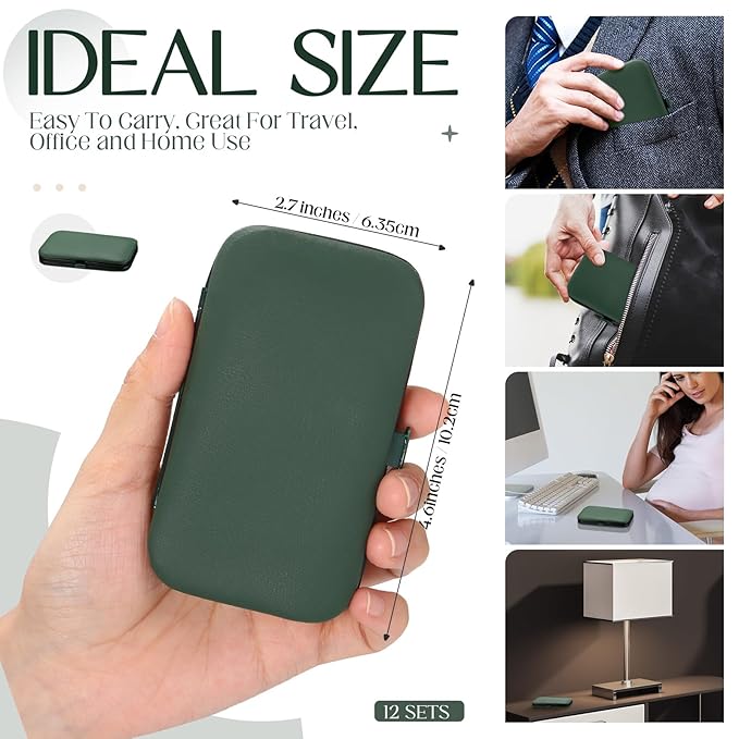 Geosar 12 Sets Manicure Set Nail Clippers Pedicure Kit 8 in 1 Grooming Stainless Steel Kits Nail Care Tools with Travel Case for Employee Coworker Teachers Nurse Gifts(Green)