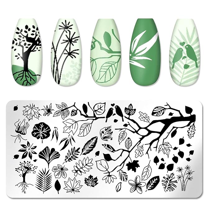 JERCLITY 6pcs Nail Art Stamping Kit Nature Nail Stamping Plates for Nails Butterfly Love Heart Beach Flower Snake Image Plates for Holiday