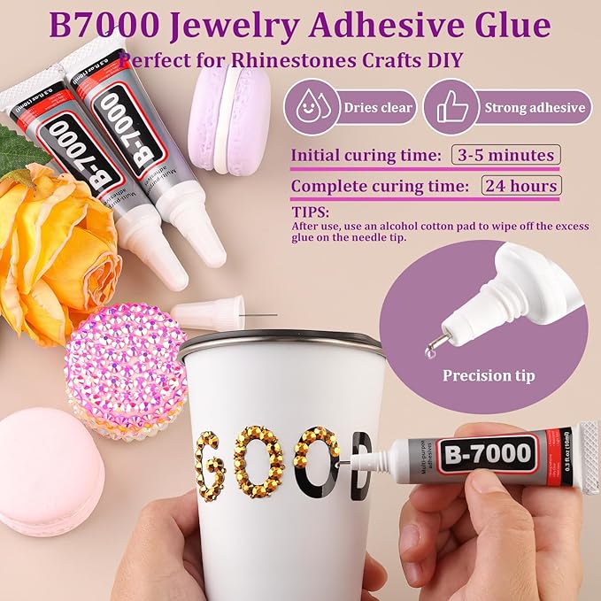 30000Pcs Mine Gold Rhinestones for Bedazzling with B7000 Jewelry Glue, Bedazzler Kit Flatback Gems, Resin Rhinestones for Crafting Crafts Clothing Shoes Fabric Nail Art Assorted Size 2/3/4/5/6mm