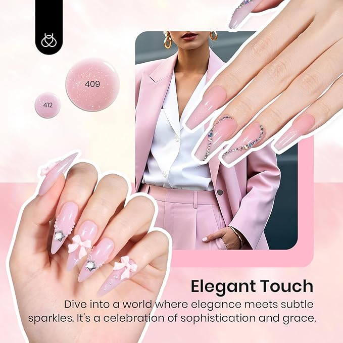 Beetles Poly Nail Gel Set - 6 Colors Nude Pink Glitter Poly Extension Gel, Strong Builder Enhancement for Salon Manicure DIY Home, Long Lasting, Gift for Women Girls, UV & LED Needed