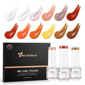 Nicedeco Gel Nail Polish Nail 12 Colors, Hema Free, Cruelty Free, Vegan, Nude Pink Orange Brown Fall U V Gel Manicure Kit 7