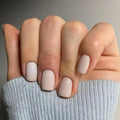 Modelones Extra Short Press on Nails, Milky White Squoval Fake Nails, Reusable Nail Kit with Nail Glue Adhesive Tabs Mini Nail File, Nails Press Ons 32Pcs 16 Sizes, Spring Women Girl Gift