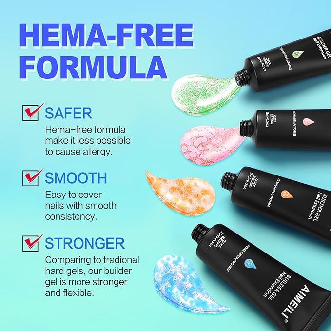 AIMEILI Poly Nail Extension Gel Glow in the Dark Builder Nail Gel Hema Free Poly Nail Enhancement Nail Art Design DIY Salon Nail At Home Gift for Women Nail Gel - 023