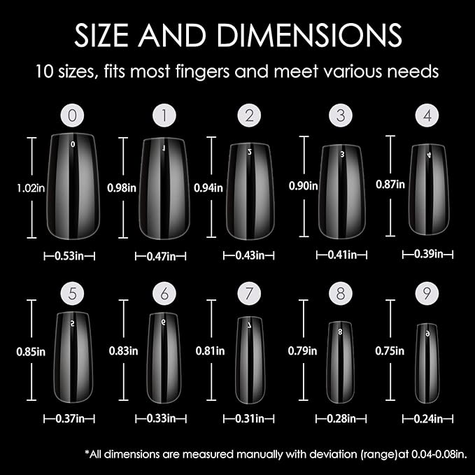 Short Square Nail Tips for Nail Extensions 360pcs Pre Etched Gel Fake Nails Tips for Women DIY French Style Salon at Home Full Cover Soft Acrylic False Tips 10 Sizes