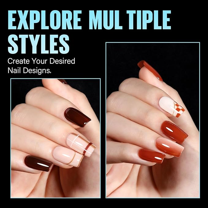 TOMICCA Short Square Nail Tips, Acrylic Gel Tips 240Pcs Fake Nails Full Cover 12 Sizes False Nails Half Matte for Nail Extension Home DIY Salon