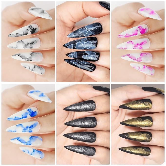 Blooming Nail Polish - Marble Ink for Nails Watercolor Nail Art Design for Spreading Flower Blossom Effect Home DIY Nail Salon