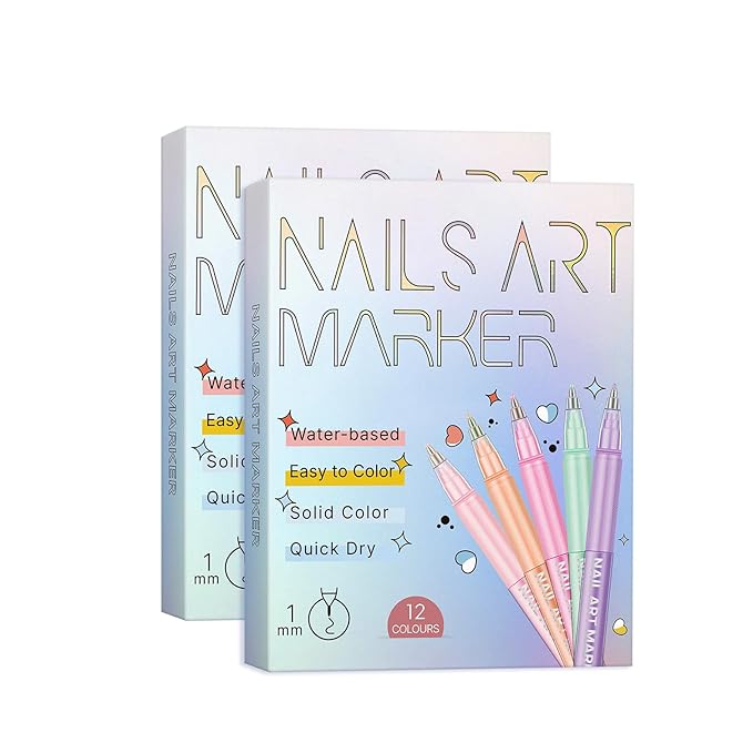 12 Colors Nail Art Pens Set, 2026 New Markers Polish Pen for 3D Nail Art Tools for Dotting Drawing Painting Point Liner DIY 7-14 Days Delivery (2SET)