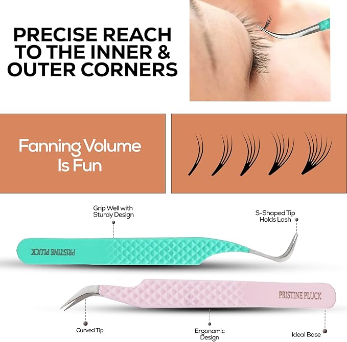 5-Piece Eyelash Extension Tweezers Set Precision Lash Tweezers with Anti-Slip Grip with fiber tip lash tweezers Tools for Lash Artists & eyelash tweezers for women (eyelash set multy)