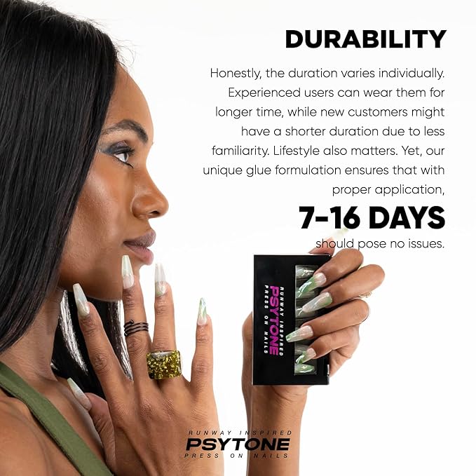 PSYTONE Fake Nails Green Press on Nails Long Stiletto Acrylic False Nails Full Cover Stiletto Fake Nails Acrylic Press on Nails Long Nude False Nails Full Cover Nails for Women and Girls 30 PCS