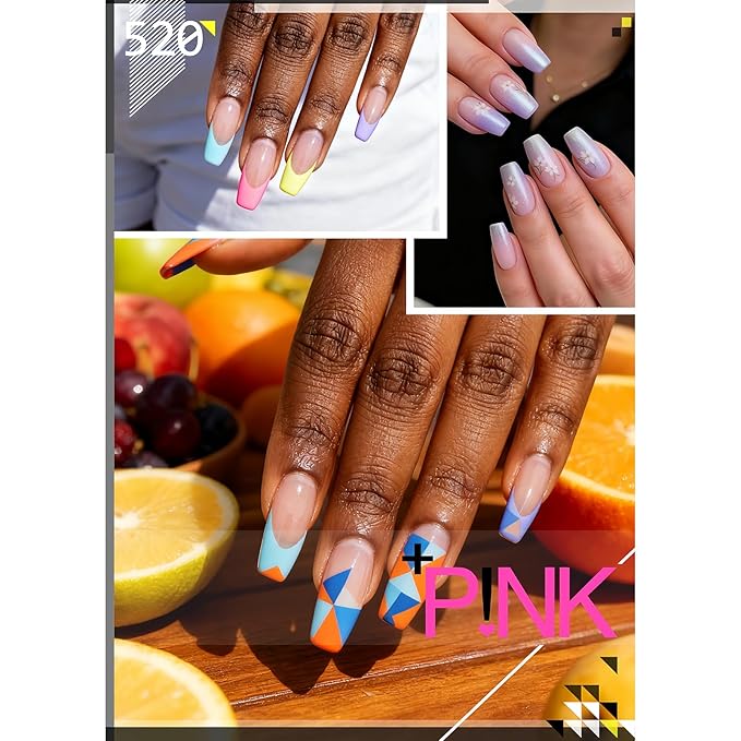 500PCS Clear Acrylic Nail Tips, 2 Shapes 10 Sizes - Half Matte Full Cover Fake Nails for DIY Manicure, Salon Professionals & Beginners - Rectangle Medium Coffin Pre-Shaped Extensions