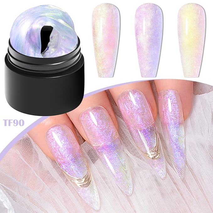 MEET ACROSS Aurora Solid Builder Gel for Nails Pink Purple Non-Stick Hand Nail Extension Gel Extension Kit Salon Gift 7PCS