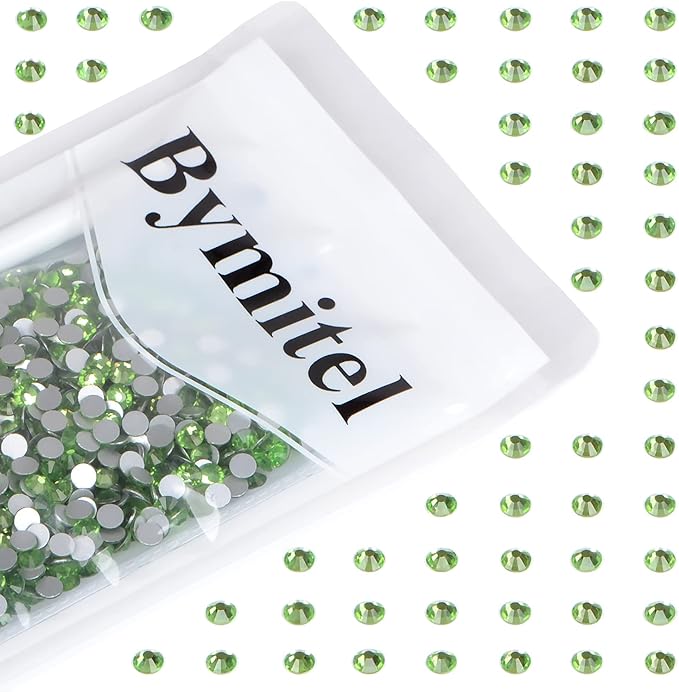 1440PCS Art Nail Rhinestones Non Hotfix Glue Fix Round Crystals Glass Flatback for DIY Jewelry Making with one Picking Pen (ss20 1440pcs, Peridot)