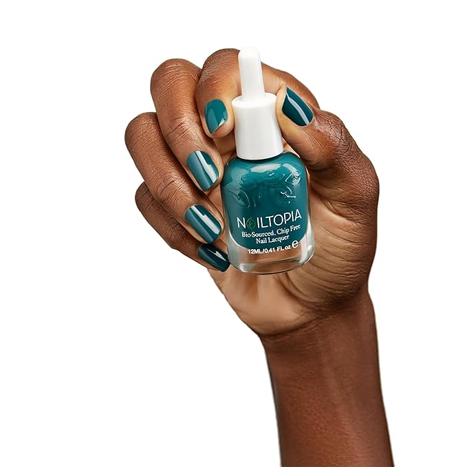 Nailtopia Bio-Sourced Chip Free Nail Lacquer - Seas The Day - Vegan, Cruelty Free Deep Teal Nail Polish - Strengthens and Hardens Nails with Natural Superfood Ingredients and Vitamins - 0.41 Oz