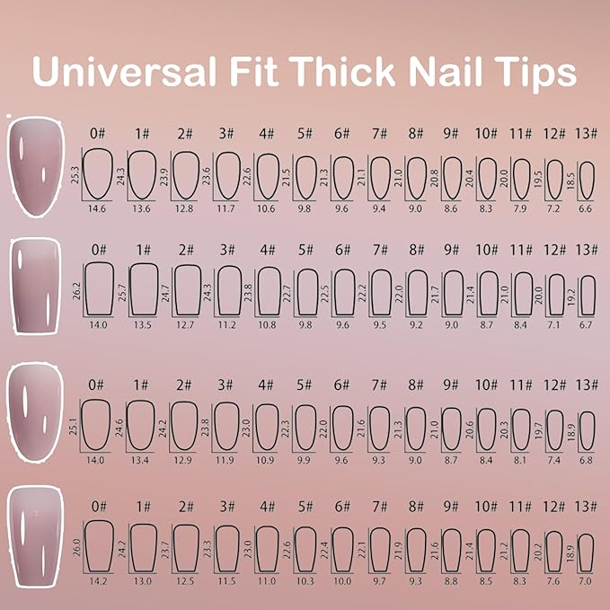 MissCheering Medium Coffin Nail Extension 140 PCS - Trendy Press On Nails for DIY Salon - Matte Gel Fake Nails Fit Natural Nail, UV Light for Ultimate Bond - Fashion Gift for Women & Girls