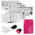 13pcs Stamping Nail Art Plates set 8 Stamping Plates with 2Stamper 2Scraper 1storage bag Nails Art Stamping Plate Scraper Stamper Set Leaves Flowers Animal Design Nail Template Image Plate