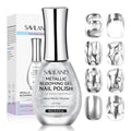SAVILAND Silver Metallic Nail Polish: 15ml Chrome Nail Polish No UV Lamp Needed Mirror Gel Nails Polish Metal Blooming Gel Polish Air Quick Dry Spreading Effect Nails Art Design