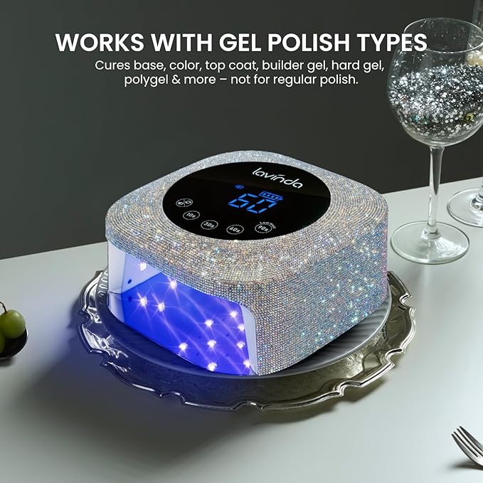 Lavinda UV LED Nail Lamp, 54W Rechargeable Cordless Nail Lamp Nail Dryer Gel Polish UV Nail Light with 4 Timer Setting, Professional Quick Dry Curing Lamp with Display Auto Sensor for Salon & Home