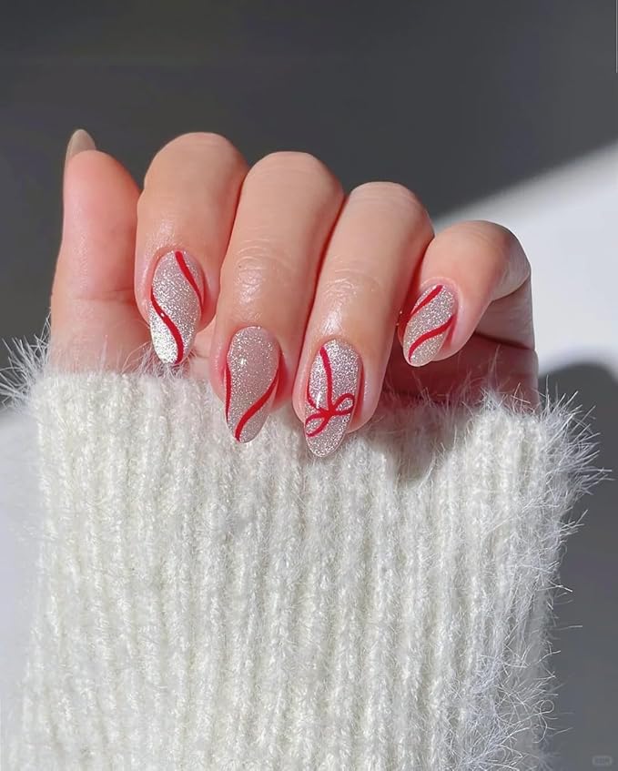 MAYCHAO Red Swirl Gel Liner Nail Art Polish, 8ml Classic Blood Red Gel Color Built-in Thin Brush, UV Light Cure for French Nail Tips DIY Manicure at Home Salon