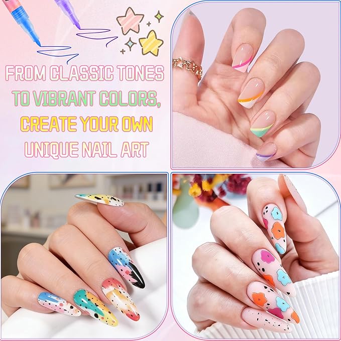 12 Colors Nail Art Pens Set, 2026 New 3D Nail Polish Pens, Paint Nail Drawing Liner Graffiti Dotting Nail Art Pen Kit Tools Nails Art Markers for Painting Point Liner DIY, Quick Dry(12 Colors)