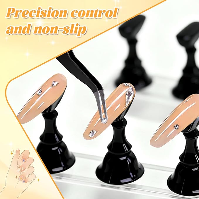 Nail Art Tools Kit with 15 Nail Art Brushes, 5 Dotting Tools, Nail Stand for Press-on, Nail Design Tools for Salon & DIY Home Manicure (Black)