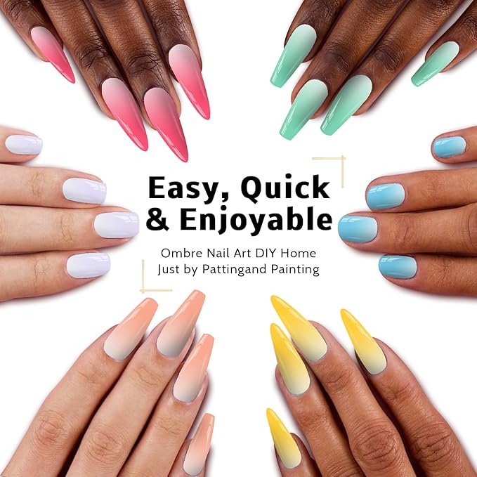 Sponge Pat Paint Nail Gel, Ombre Nails Gradient Gel Nail Blush Blooming Aura Nails Drawing Stripper Floral Painting DIY Nail Art, No Wipe, UV/LED Curing (16 Colors G)
