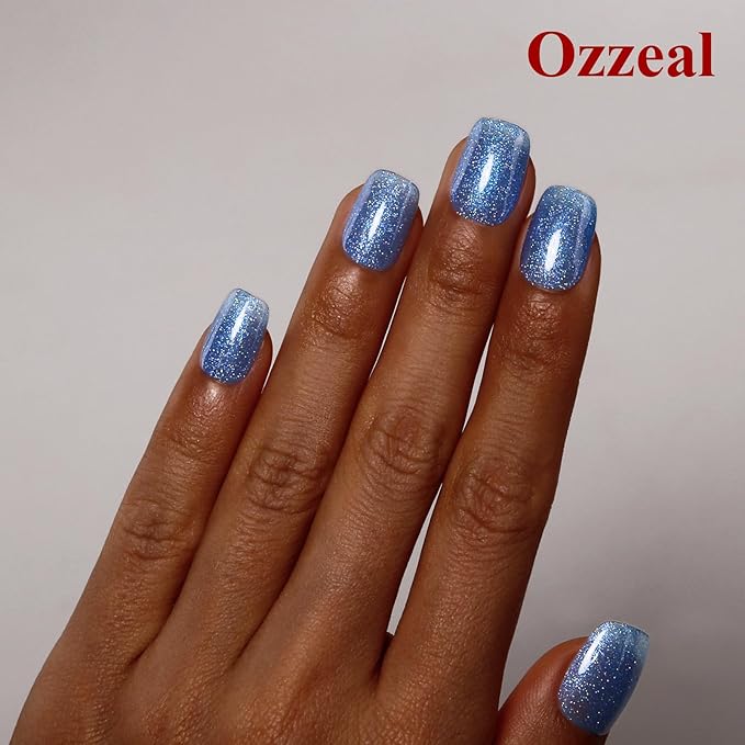 Glitter Gel Polish,Light Blue Iridescent Glitter Gel Nail Polish Sparkle Shimmer Summer Rainbow Soak off LED UV for Art DIY Manicure 15ML