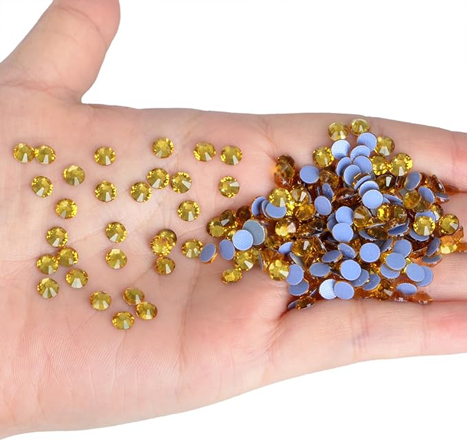 NCB 1440pcs Hotfix Rhinestones Flatback for Crafts - Glass Round Crystals Gems for Clothes, Shoes, Bag DIY Decoration (Topaz, SS20 4.8mm)