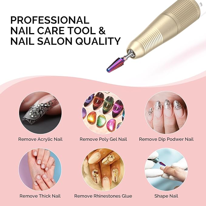 MelodySusie Professional Tornado Nail Drill Bits, 3/32'' Carbide Tungsten Multi-function Bits, Suitable for Manicure Pedicure Cuticle Gel Polishing, Salon Bits, Purple, Series Bit-X, 3XC