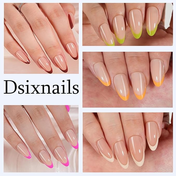 150pcs Short French Tip Press on Nails, 5 Styles Soft Almond French Tip Nails 15Sizes, Pre-lasting No Need to File Acrylic Gel Fake Nail Tips, False Nail Tips Extension for Women Nails