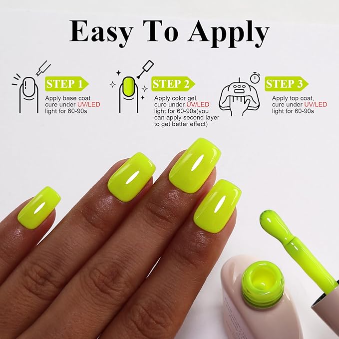 Imtiti 10ml Neon Yellow Gel Nail Polish, Yellow UV Gel Polish for Nail Art Soak off UV Led Salon DIY at Home Gift for Women 1PCS
