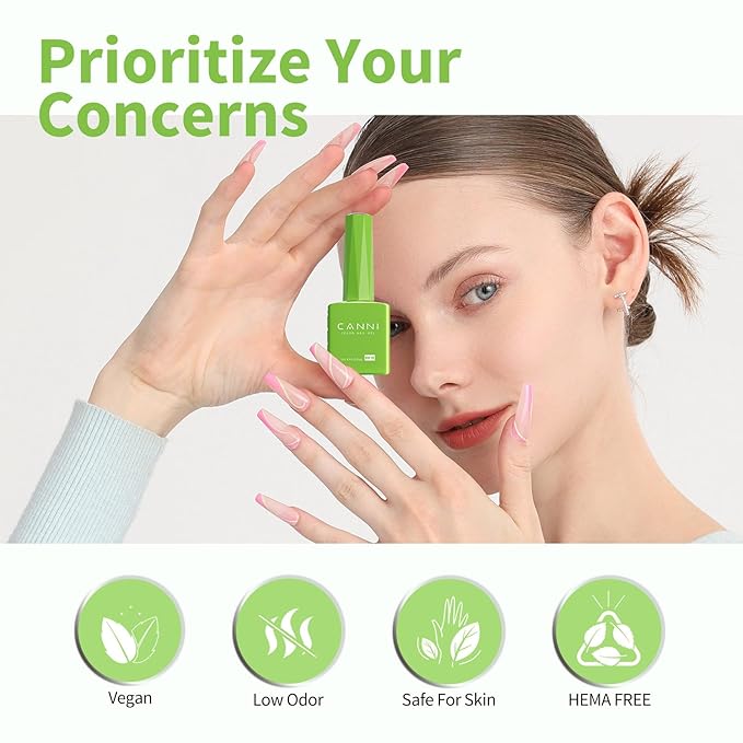 CANNI Pastel Lime Green Gel Nail Polish, 1Pcs Bringt Sage Light Green Gel Polish Mint Color High Gloss Soak Off U V Nail Manicure Salon DIY