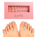 LOVFUL Handmade Acrylic Press on Toenails Nude French Tip Rhinestone | Salon Quality 20 PCS Free Size Toe Nails | Reusable Fake Nails for Toe | T48