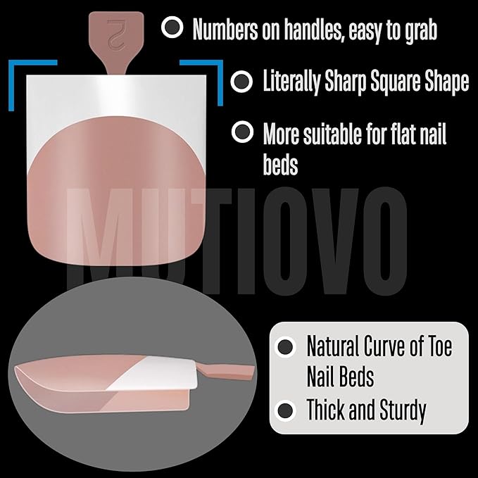 French Tip Toe Nail Tips Press on, Sharp Square Pre-Designed Soft Gel False Toenail Extension, BROWN PINK Pre-applied Tip Primer & Base Coat, Full Cover Acrylic for DIY x 15 Sizes 240 pcs